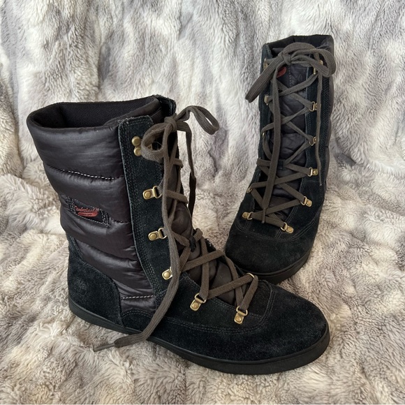 Timberland EUC Black Suede Deering Puffer Winter Boots Size 10 - Picture 7 of 10